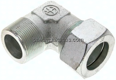 Winkel-Schneidringverschraub. NPT 1-1/2"-38 S (M52x2), Stahl verzinkt
