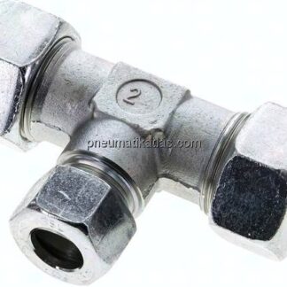 T-Schneidringverschraubung 22 L (M30x2)-15 L (M22x1,5)-22 L (M30x2), Stahl verzinkt