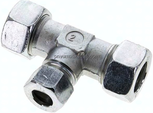 T-Schneidringverschraubung 22 L (M30x2)-15 L (M22x1,5)-22 L (M30x2), Stahl verzinkt