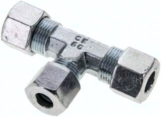 T-Schneidringverschraubung 12 S (M20x1,5)-10 S (M18x1,5)-12 S (M20x1,5), Stahl verzinkt