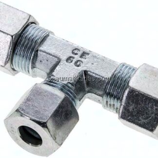 T-Schneidringverschraubung 12 S (M20x1,5)-10 S (M18x1,5)-12 S (M20x1,5), Stahl verzinkt