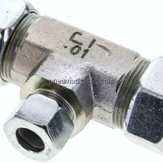 T-Schneidringverschraubung 28 L (M36x2)-15 L (M22x1,5)-28 L (M36x2), Stahl verzinkt