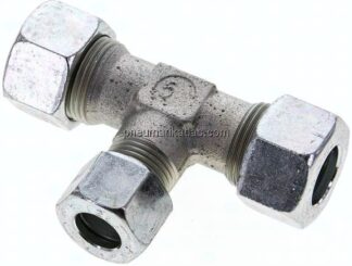 T-Schneidringverschraubung 15 L (M22x1,5)-12 L (M18x1,5)-15 L (M22x1,5), Stahl verzinkt