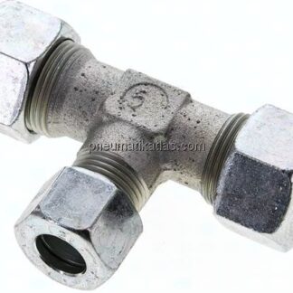 T-Schneidringverschraubung 15 L (M22x1,5)-12 L (M18x1,5)-15 L (M22x1,5), Stahl verzinkt