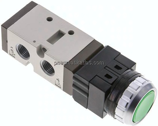 5/2-Wege Ventil G 1/4", Drucktaster grün
