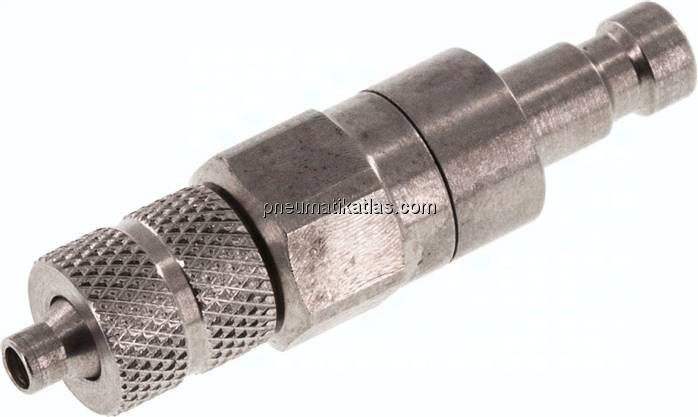 Kupplungsstecker (NW2,7) 4,3x3mm Schlauch, Edelstahl
