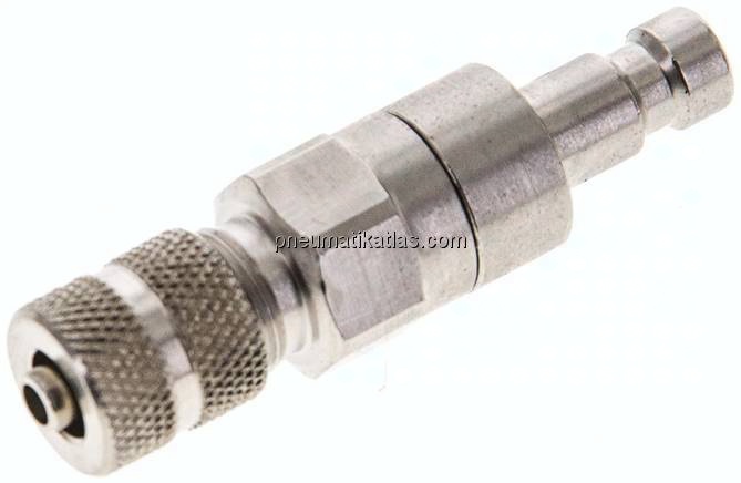 Kupplungsstecker (NW2,7) 4,3x3mm Schlauch, Messing vernickelt