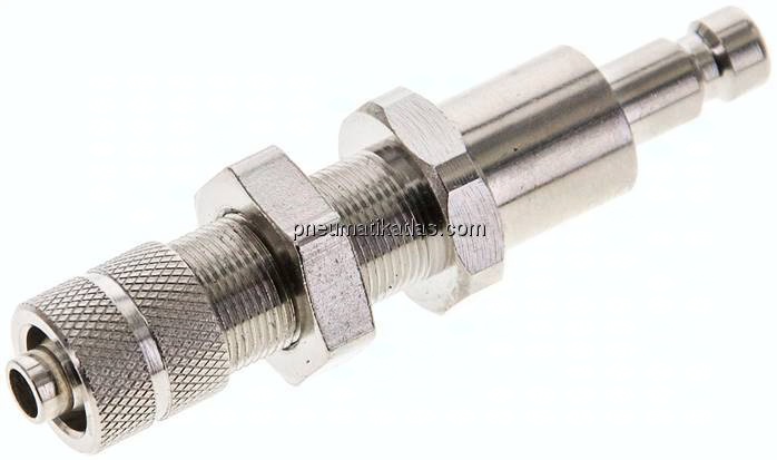 Schott-Kupplungsstecker (NW2,7) 6x4mm Schlauch, Messing vernickelt
