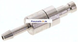 Kupplungsstecker (NW2,7) 3mm Schlauch, Messing vernickelt