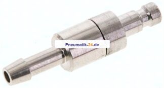 Kupplungsstecker (NW2,7) 4mm Schlauch, Messing vernickelt