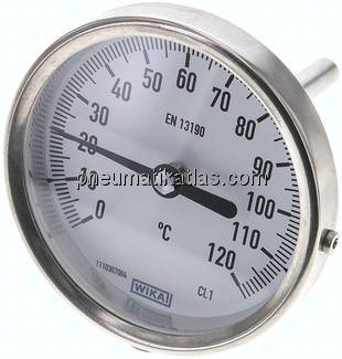Bimetallthermometer, waagerecht D80/0 bis +120°C/63mm