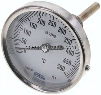 Bimetallthermometer, waagerecht D80/0 bis +500°C/63mm