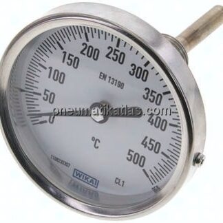 Bimetallthermometer, waagerecht D80/0 bis +500°C/63mm