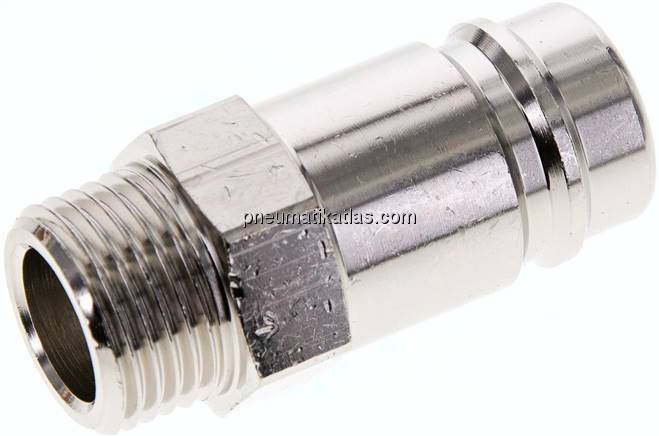 Kupplungsstecker (NW15) G 1/2"(AG), Messing vernickelt