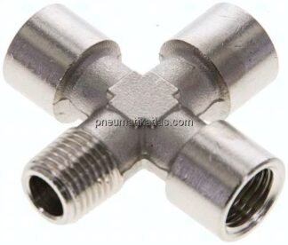 Kreuzstück G 1/4"(IG)-R 1/4"(AG), Messing vernickelt