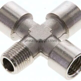 Kreuzstück G 1/4"(IG)-R 1/4"(AG), Messing vernickelt