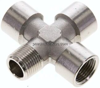Kreuzstück G 3/8"(IG)-R 3/8"(AG), Messing vernickelt