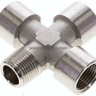 Kreuzstück G 3/8"(IG)-R 3/8"(AG), Messing vernickelt