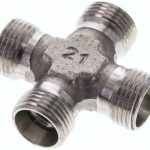 Kreuz-Schneidringverschraubung 12 L (M18x1,5), ohne Mutter & Schneidring, 1.4571