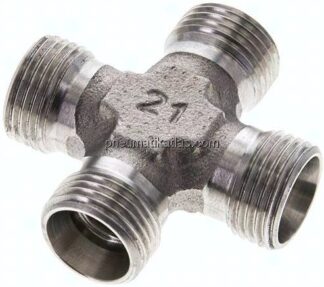 Kreuz-Schneidringverschraubung 12 L (M18x1,5), ohne Mutter & Schneidring, 1.4571