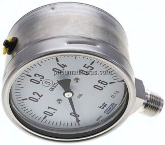 Sicherheits-Manometer senkrecht, 100mm, 0 - 0,6 bar