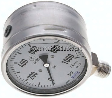 Gly.-Sicherheits-Manometer senkrecht,100mm, 0 - 1000 bar