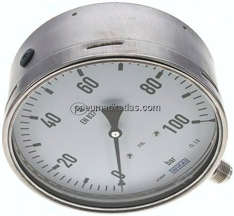 Sicherheits-Manometer senkrecht, 160mm, 0 - 100 bar