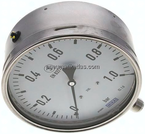 Sicherheits-Manometer senkrecht, 160mm, 0 - 1 bar