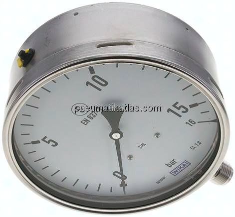 Sicherheits-Manometer senkrecht, 160mm, 0 - 16 bar