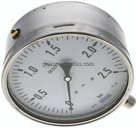 Sicherheits-Manometer senkrecht, 160mm, 0 - 2,5 bar