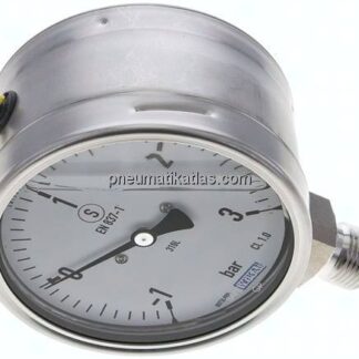 Gly.-Sicherheits-Manometer senkrecht,100mm, -1 bis 3 bar