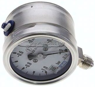 Gly.-Sicherheits-Manometer senkrecht,63mm, -1 bis 0 bar