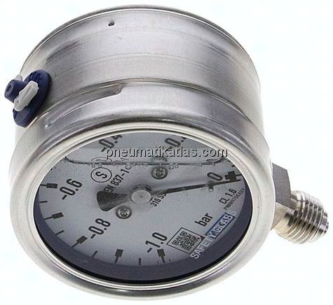 Gly.-Sicherheits-Manometer senkrecht,63mm, -1 bis 0 bar