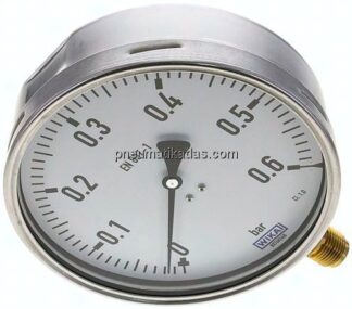 Manometer senkrecht (CrNi/Ms), 160mm, 0 - 0,6 bar