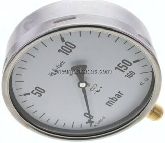 Manometer senkrecht 160mm, 0 - 160 mbar, G 1/2"