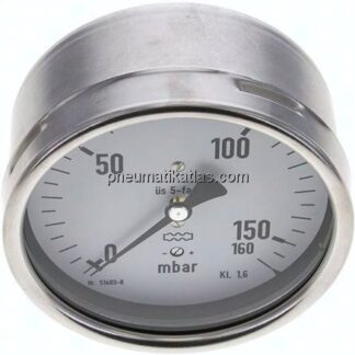 Manometer waagerecht 100mm, 0 - 160 mbar, G 1/2"