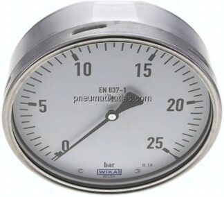 Manometer waagerecht (CrNi/Ms), 160mm, 0 - 25 bar