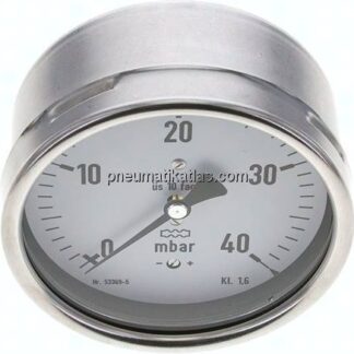 Manometer waagerecht 100mm, 0 - 40 mbar, G 1/2"