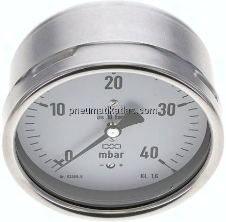 Manometer waagerecht 100mm, 0 - 40 mbar, G 1/2"