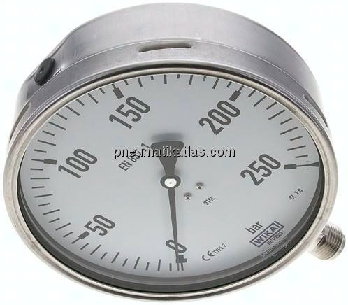 Chemie-Manometer senkrecht, 160mm, 0 - 250 bar