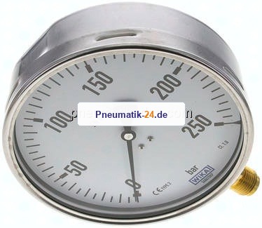 Manometer senkrecht (CrNi/Ms), 160mm, 0 - 250 bar