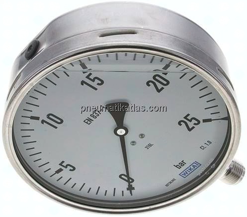Chemie-Glycerin-Manometer senkrecht,160mm, 0 - 25 bar
