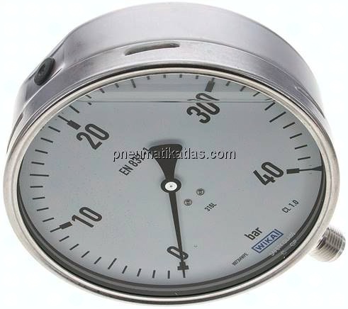 Chemie-Glycerin-Manometer senkrecht,160mm, 0 - 40 bar
