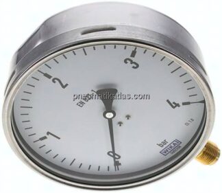 Manometer senkrecht (CrNi/Ms), 160mm, 0 - 4 bar