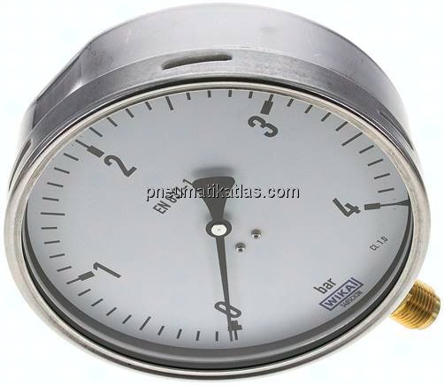 Manometer senkrecht (CrNi/Ms), 160mm, 0 - 4 bar