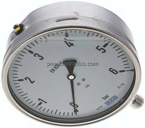 Chemie-Glycerin-Manometer senkrecht,160mm, 0 - 6 bar