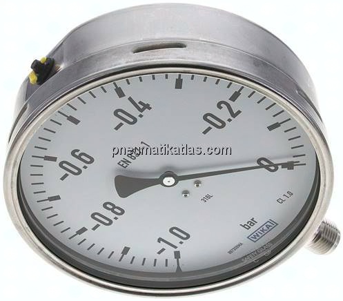Chemie-Manometer senkrecht, 160mm, -1 bis 0 bar
