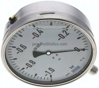 Chemie-Glycerin-Manometer senkrecht,160mm, -1 bis 0 bar