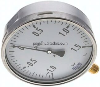 Manometer senkrecht (CrNi/Ms), 160mm, -1 bis 1,5 bar