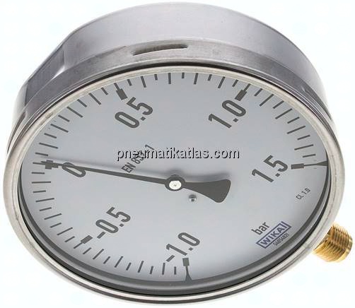 Manometer senkrecht (CrNi/Ms), 160mm, -1 bis 1,5 bar